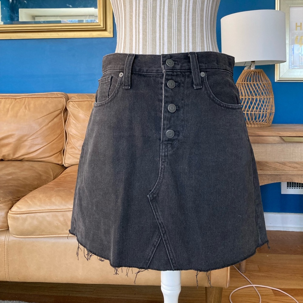 Madewell black denim skirt